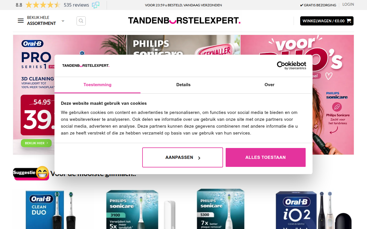 Screenshot van tandenborstelexpert.nl