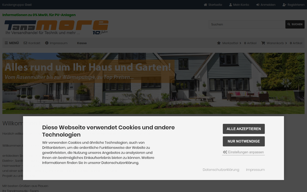 Screenshot van tandmore.de