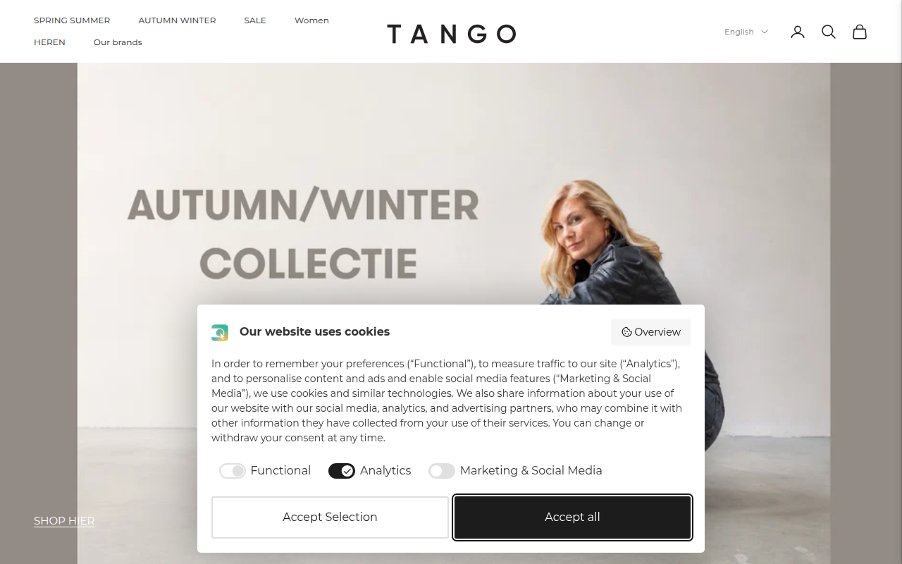 Screenshot van tangoshoes.com