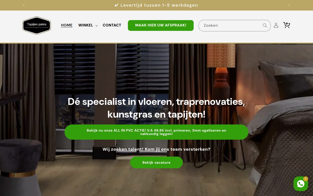 Screenshot van tapijtenpaleis.nl