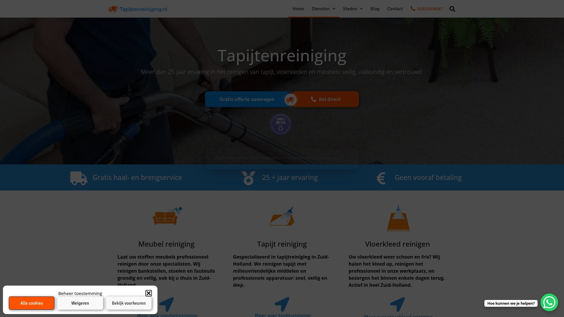 Screenshot van tapijtenreiniging.nl