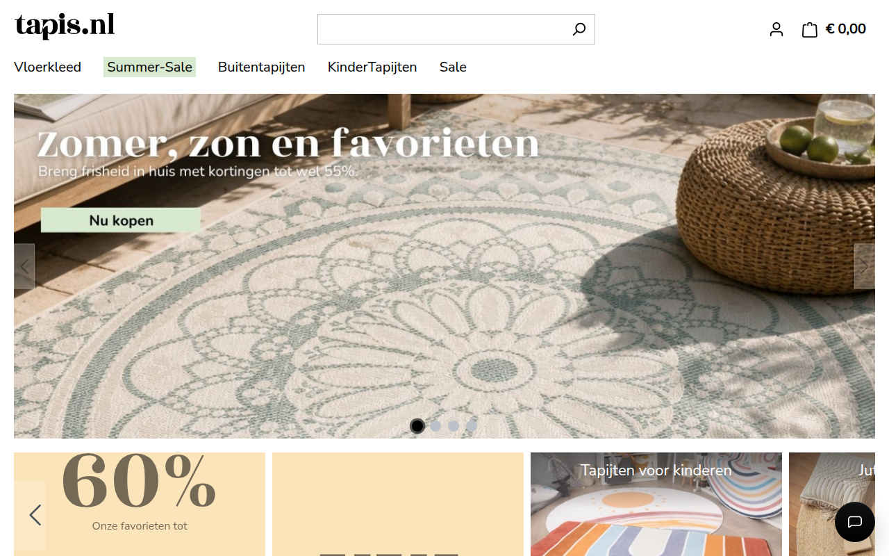 Screenshot van tapis.nl