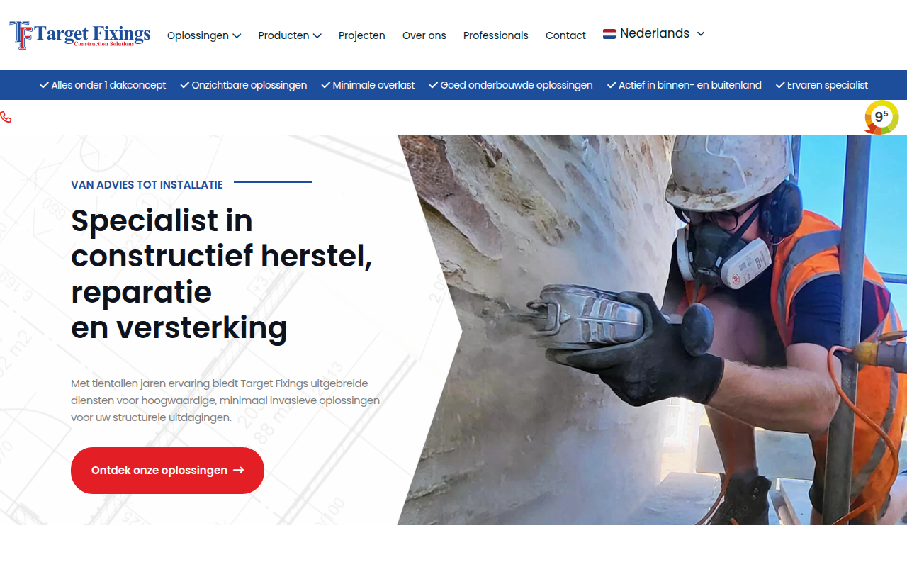 Screenshot van targetfixings.nl