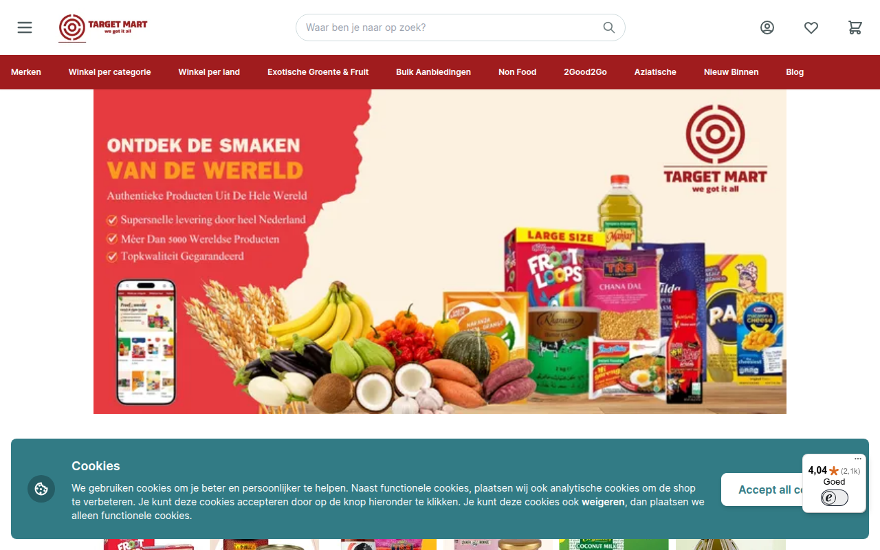 Screenshot van targetmart.nl