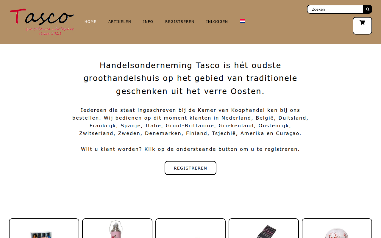 Screenshot van tasco-holland.nl