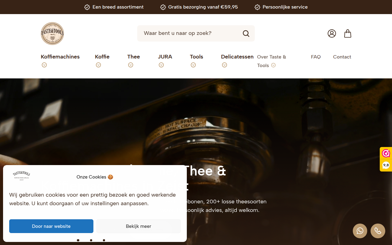 Screenshot van tasteandtools.nl