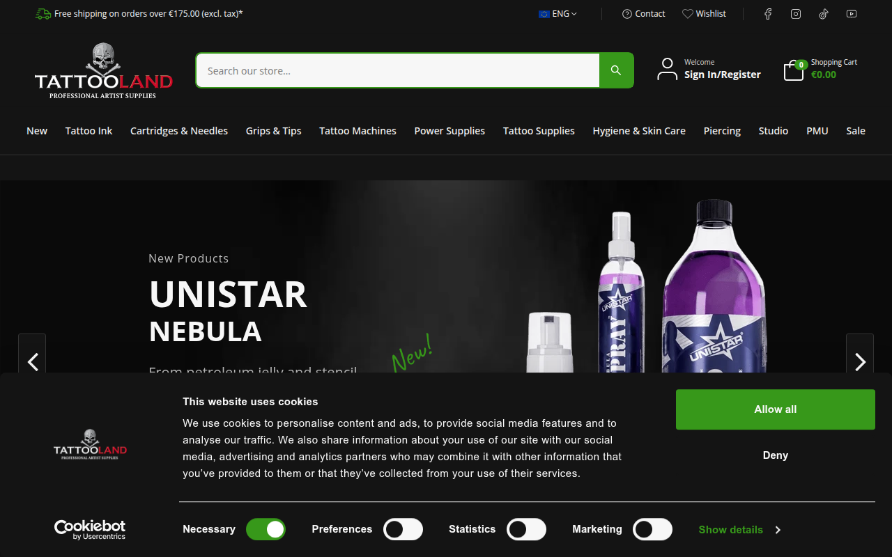 Screenshot van tattooland.com