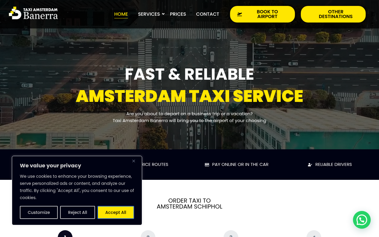 Screenshot van taxiamsterdambanerra.nl