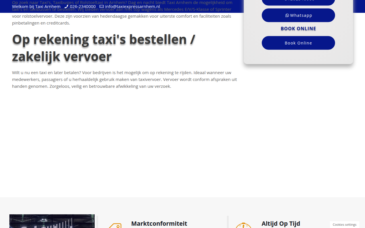 Screenshot van taxiexpressarnhem.nl