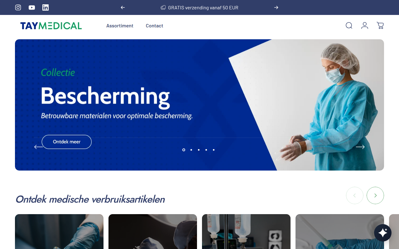 Screenshot van taymedical.nl