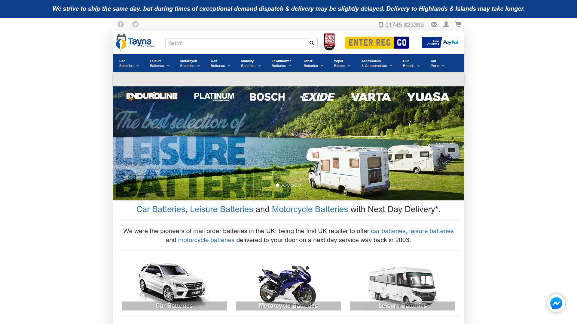 Screenshot van tayna.co.uk