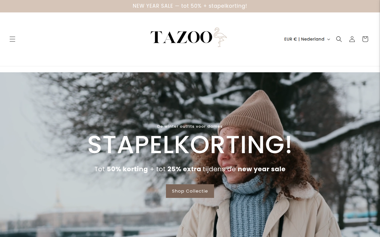 Screenshot van tazoo.nl