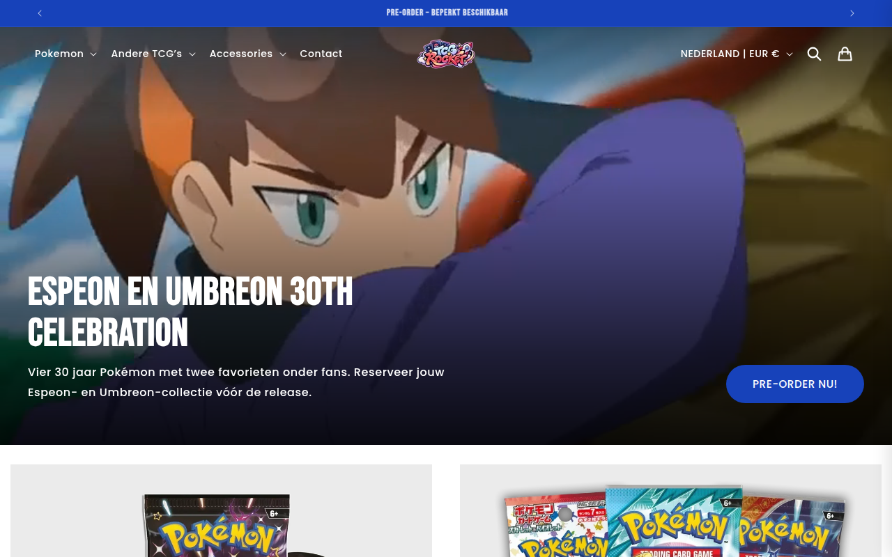 Screenshot van tcg-rocket.com
