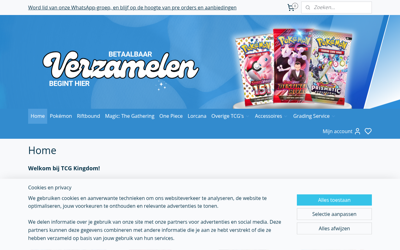Screenshot van tcgkingdom.nl