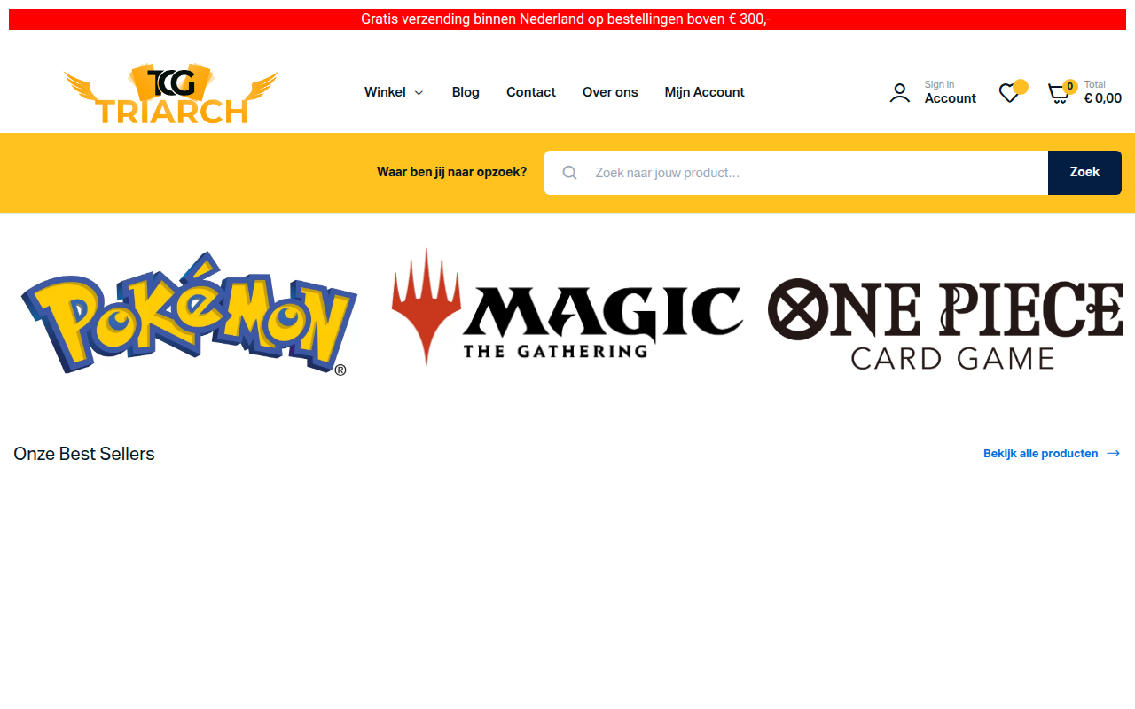 Screenshot van tcgtriarch.com