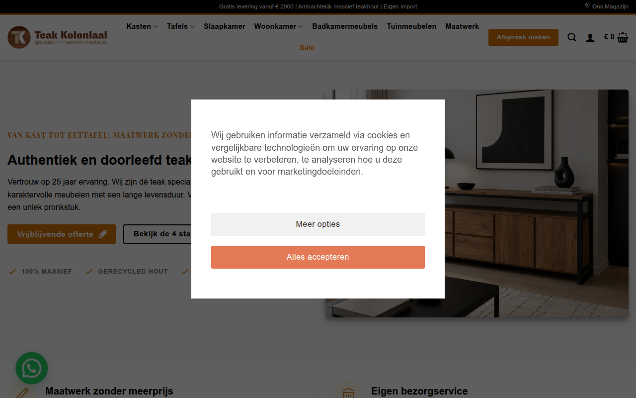Screenshot van teakkoloniaal.nl