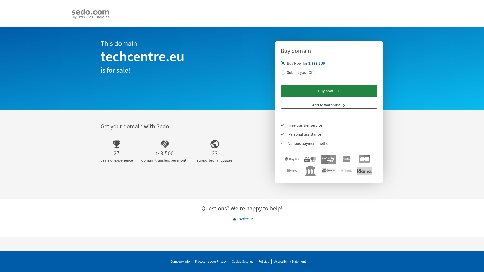 Screenshot van techcentre.eu