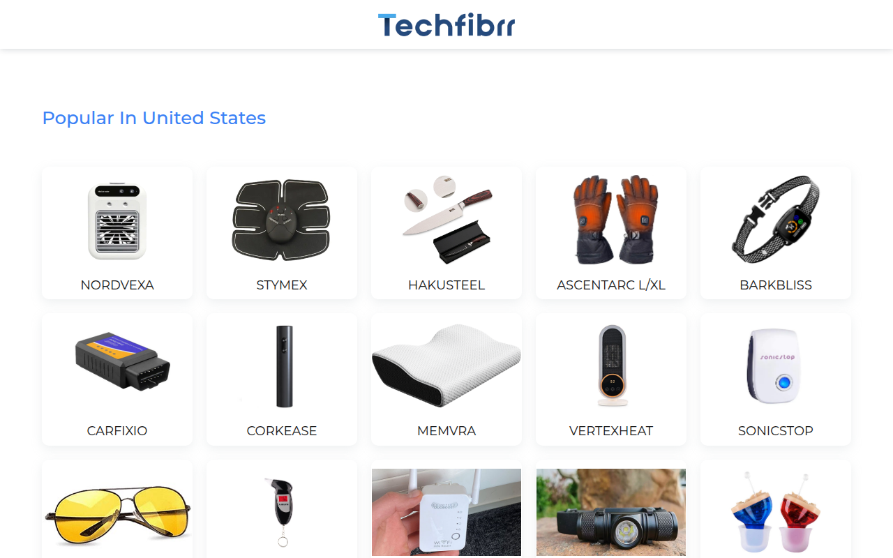 Screenshot van techfibrr.com