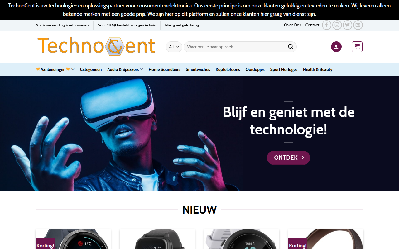 Screenshot van technocent.nl