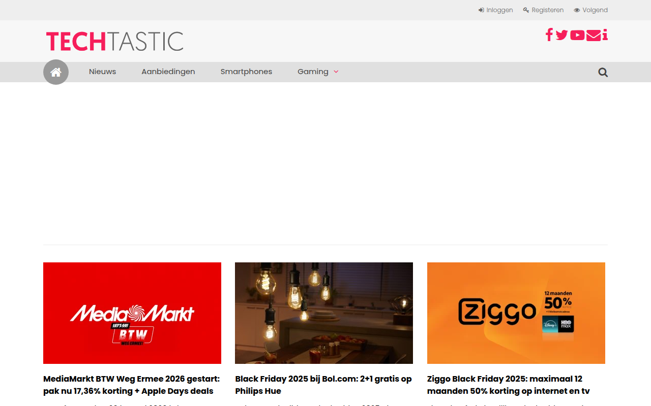 Screenshot van techtastic.nl