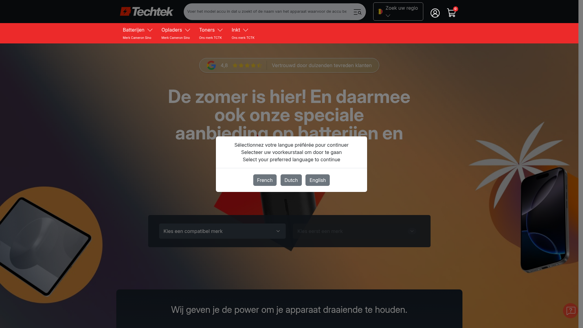 Screenshot van techtekshop.be