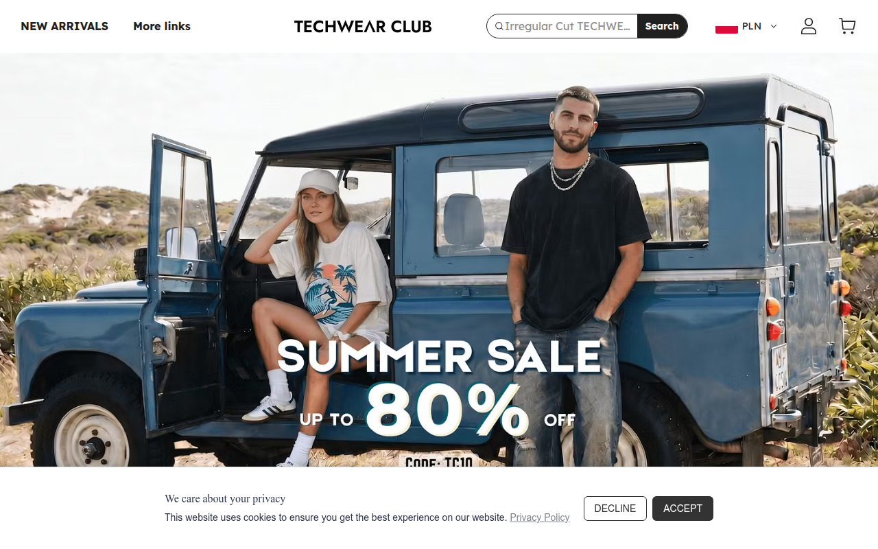 Screenshot van techwearclub.com