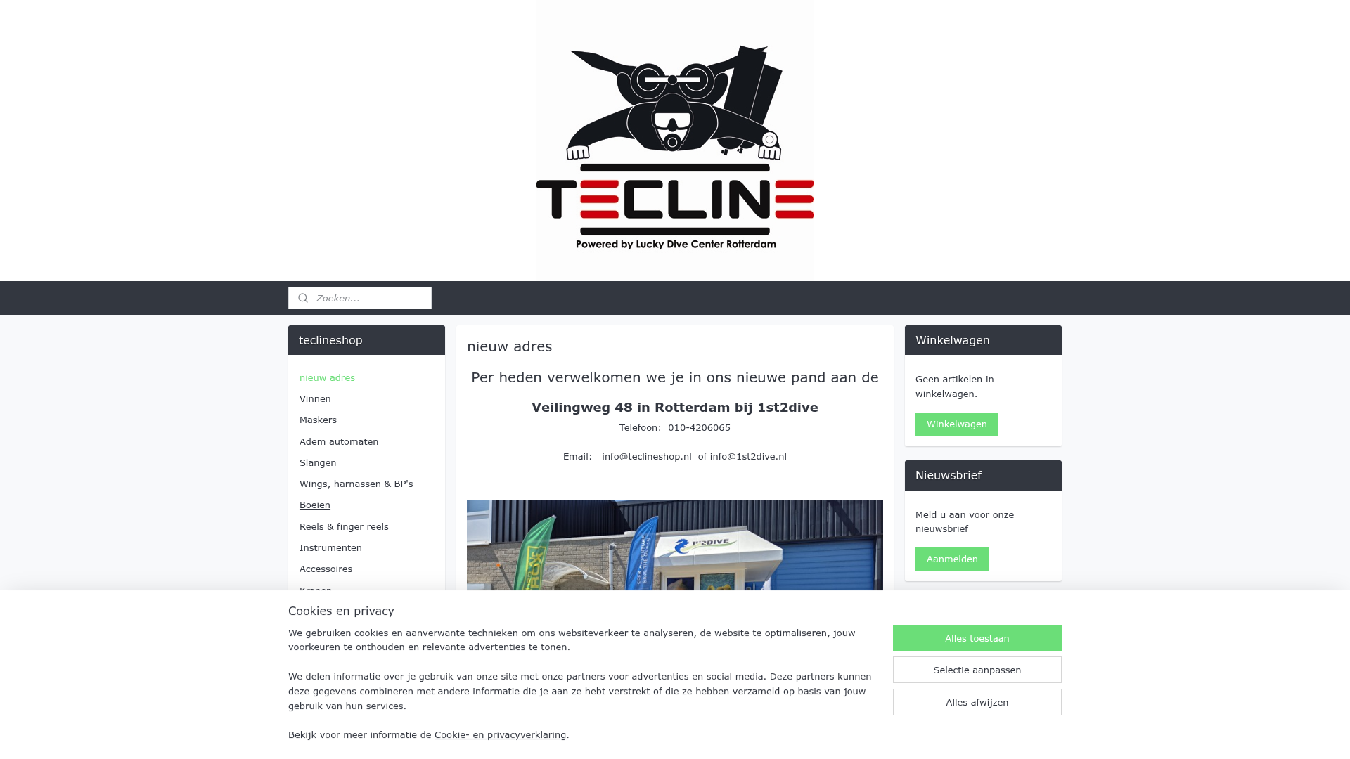 Screenshot van teclineshop.nl