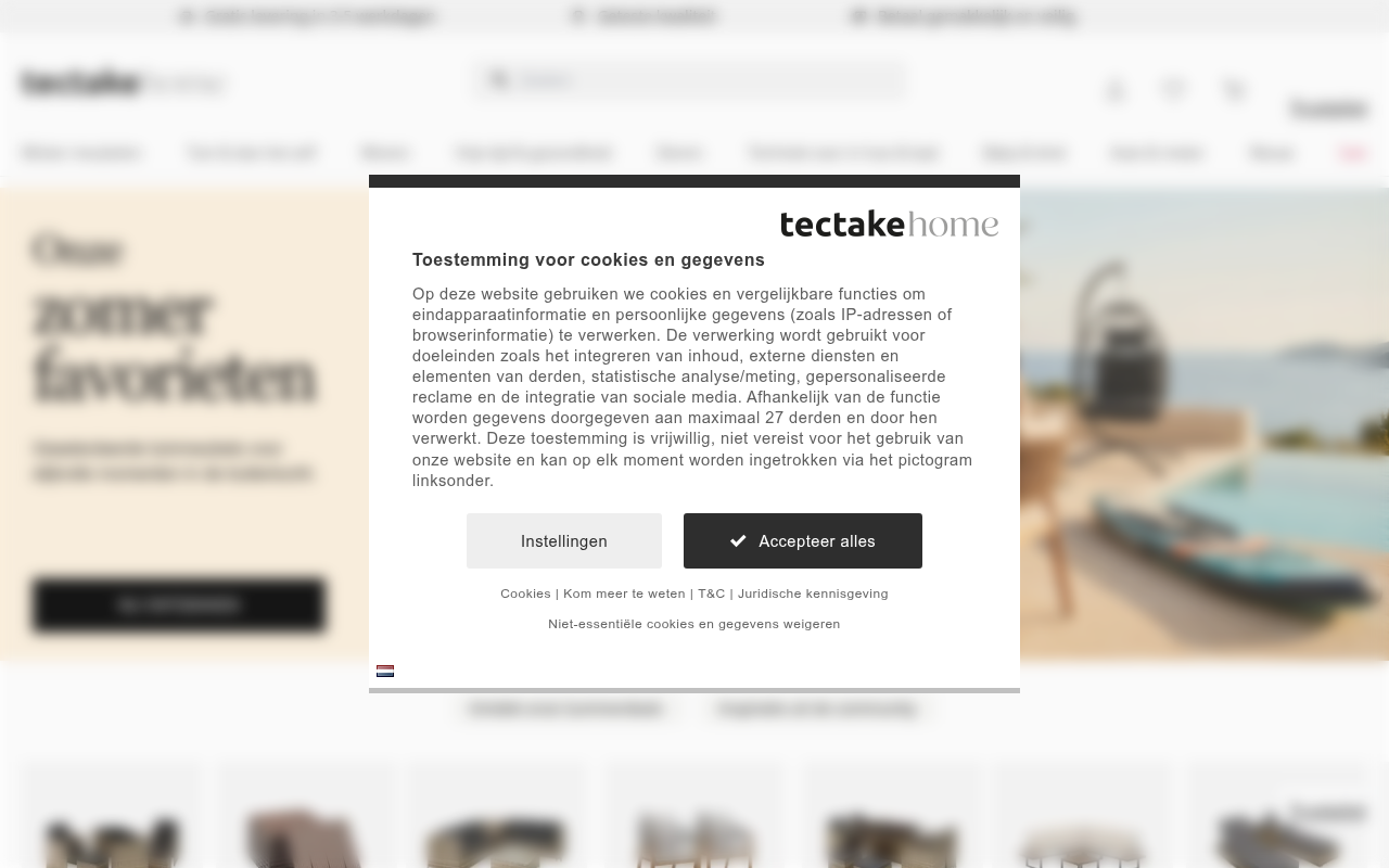Screenshot van tectake.nl