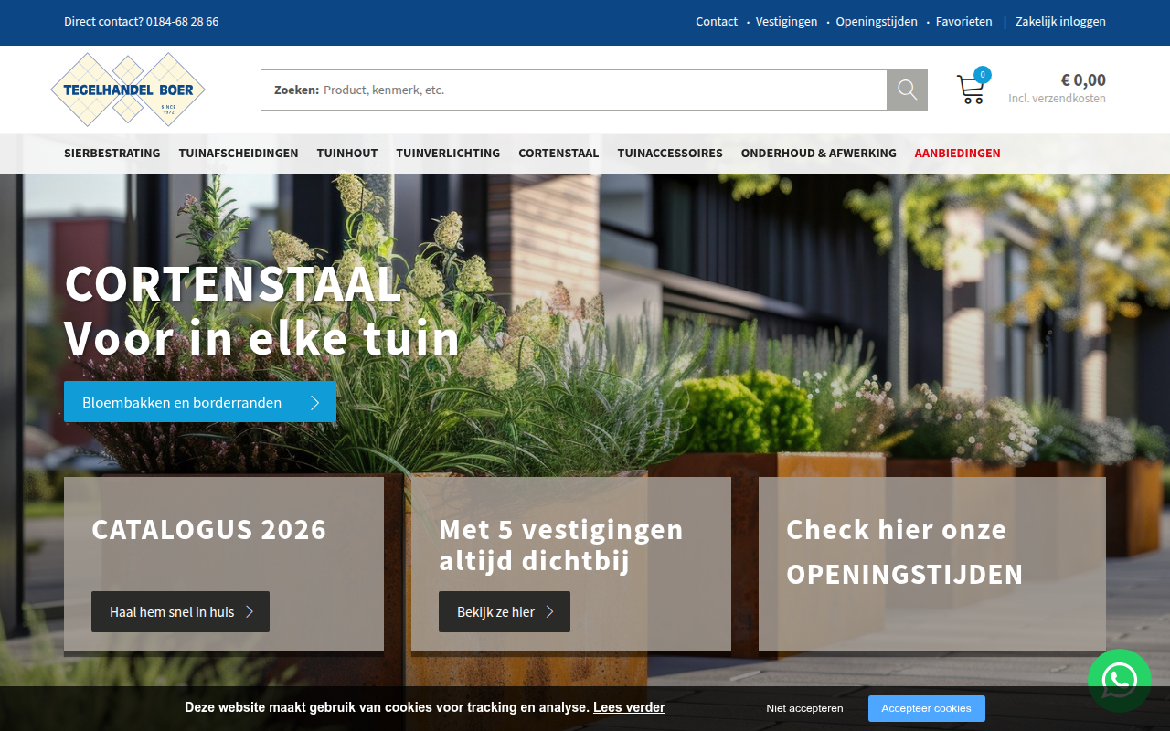 Screenshot van tegelhandelboer.nl