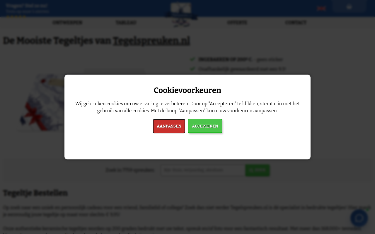 Screenshot van tegelspreuken.nl