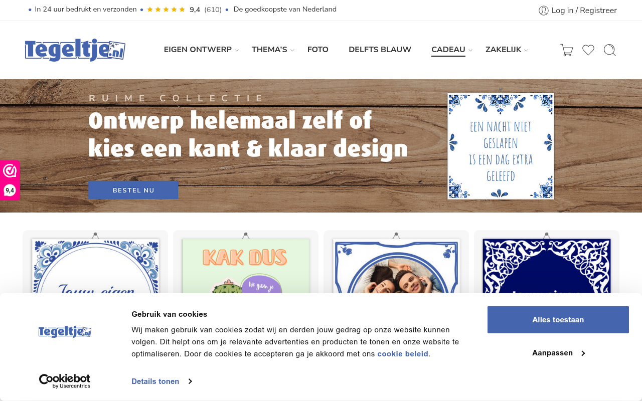 Screenshot van tegeltje.nl