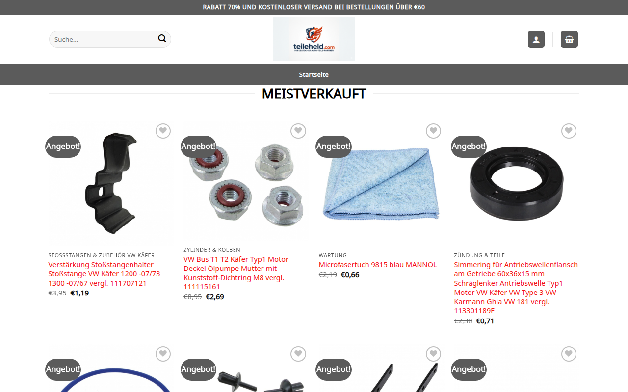 Screenshot van teileheld.com