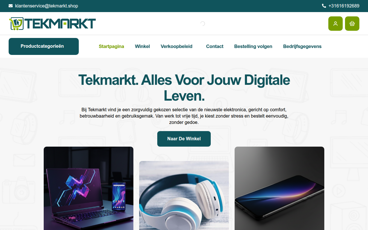 Screenshot van tekmarkt.shop