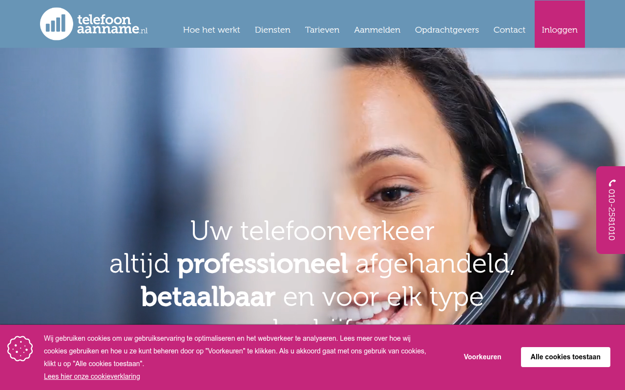 Screenshot van telefoonaanname.nl