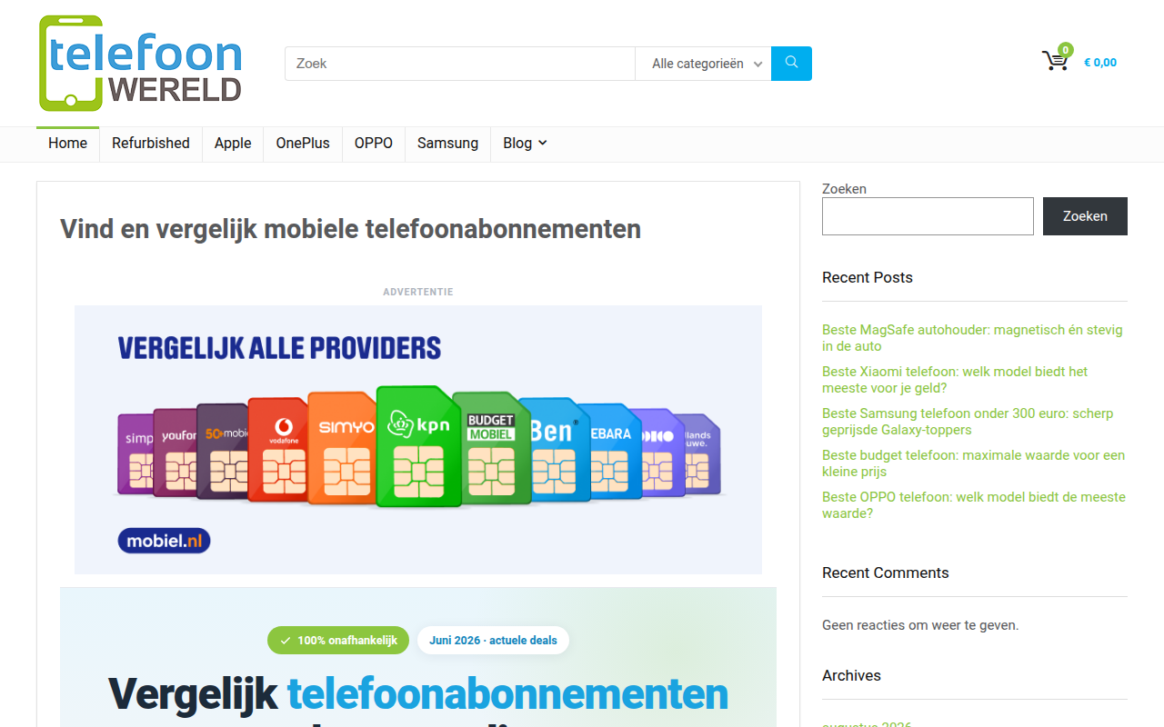 Screenshot van telefoonwereld.nl