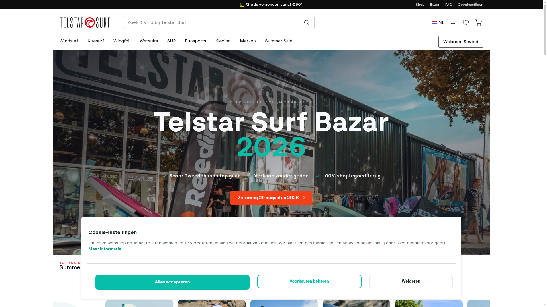 Screenshot van telstarsurf.nl