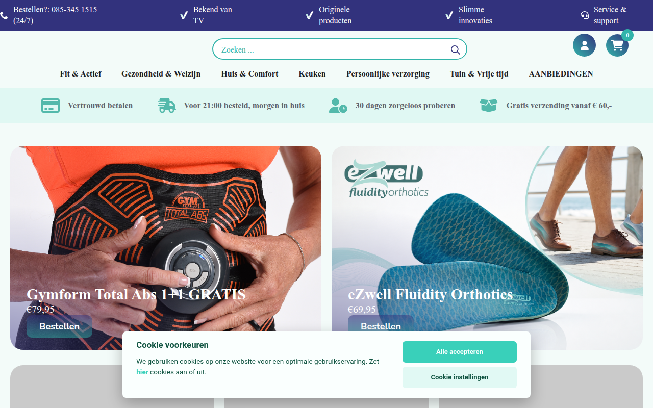 Screenshot van telvero.nl
