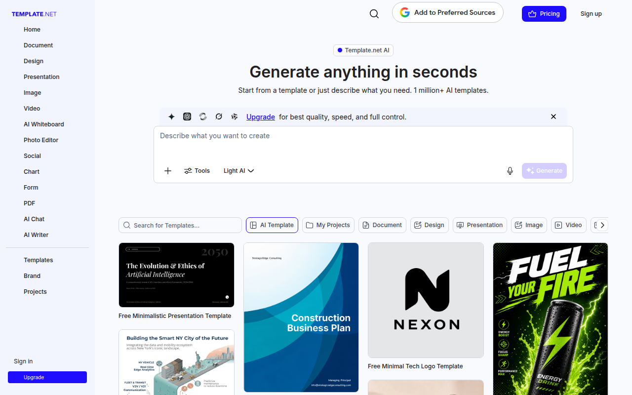 Screenshot van template.net