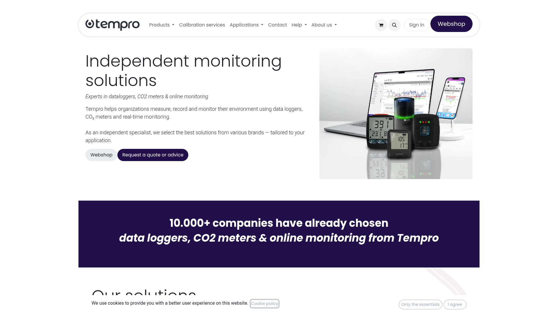 Screenshot van tempro.be