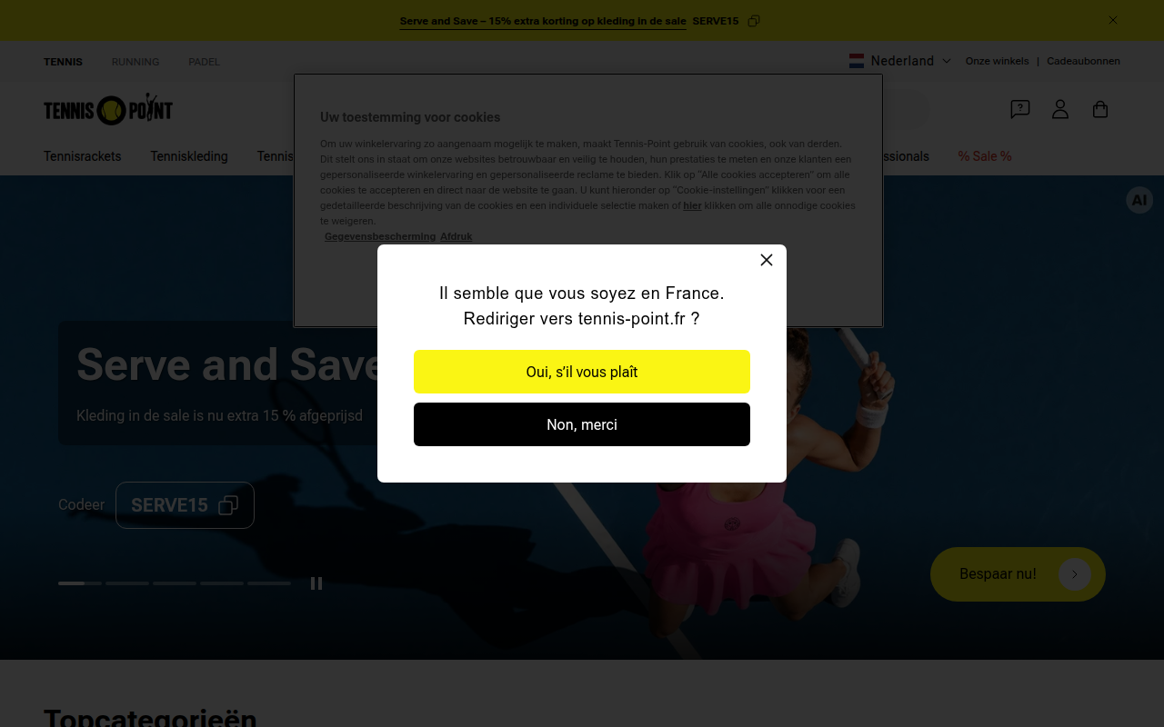 Screenshot van tennis-point.nl