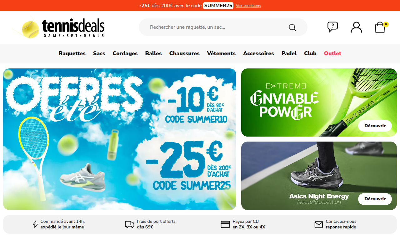 Screenshot van tennisdeals.be