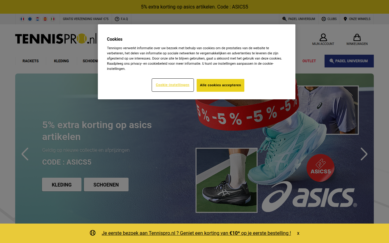Screenshot van tennispro.nl