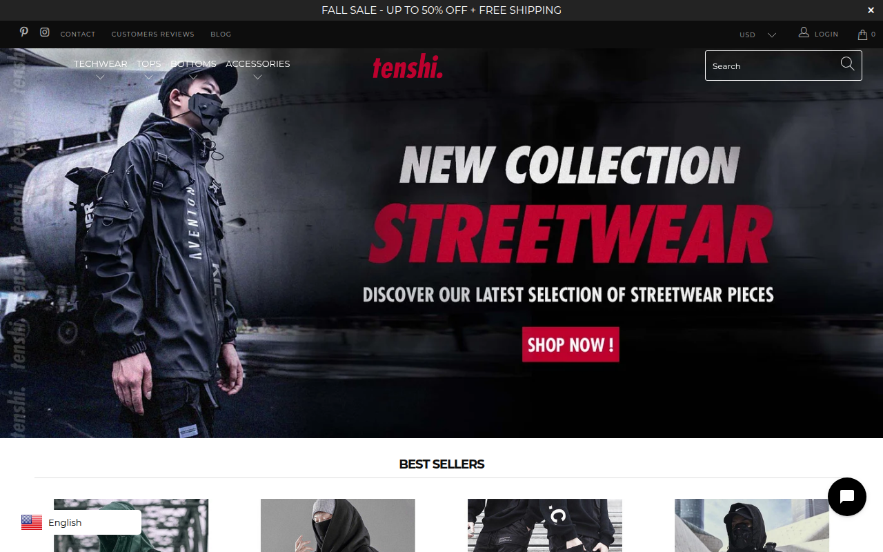 Screenshot van tenshi-streetwear.com