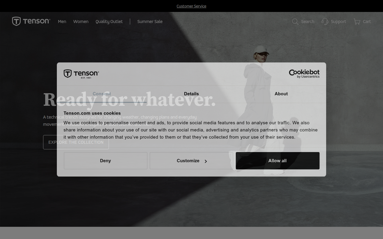 Screenshot van tenson.com