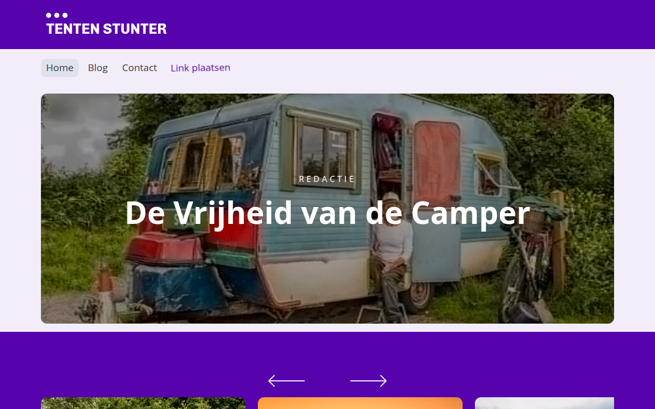 Screenshot van tentenstunter.nl