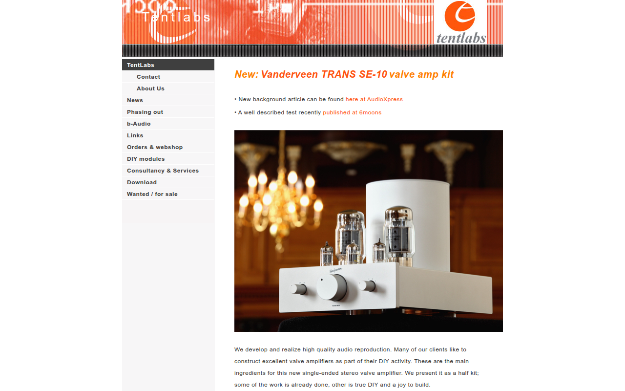 Screenshot van tentlabs.com