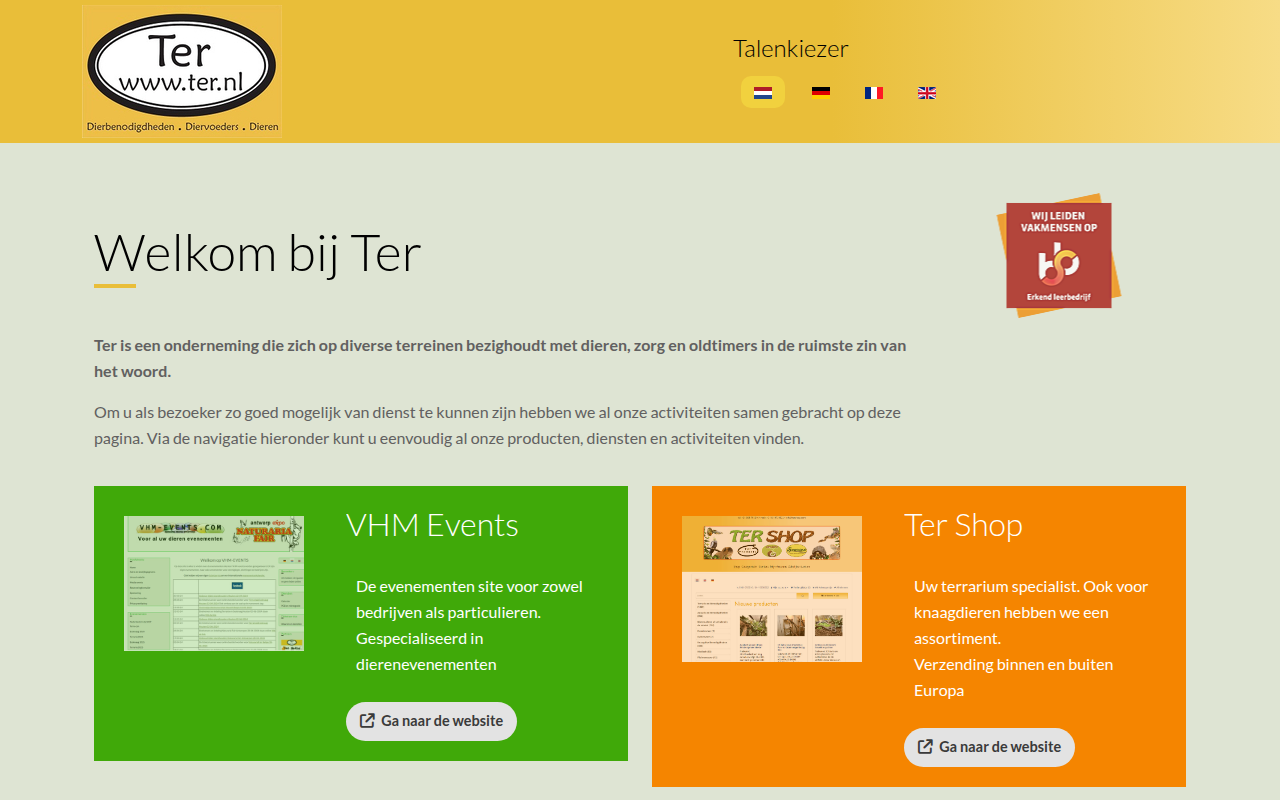 Screenshot van ter.nl