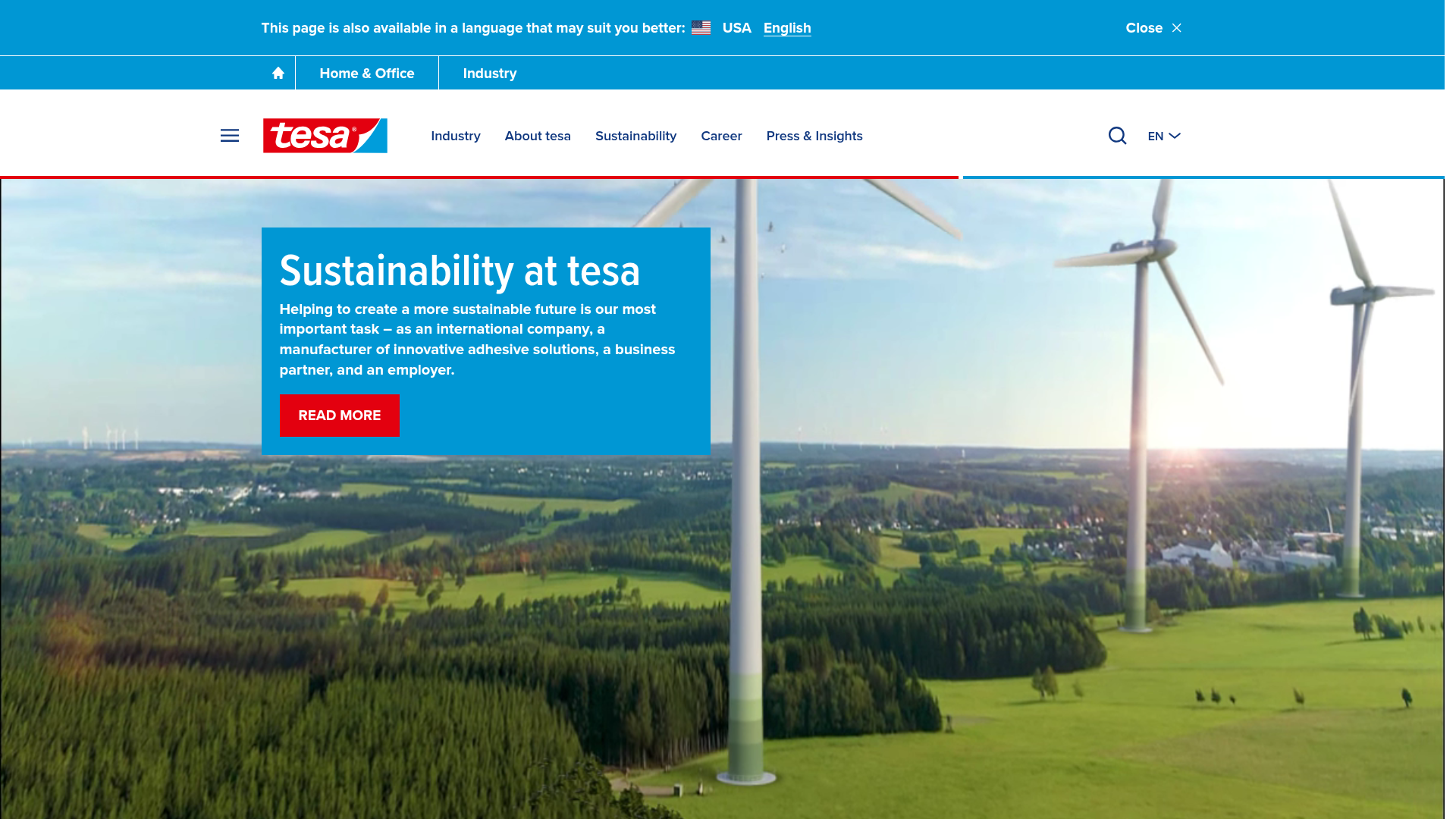 Screenshot van tesa.com