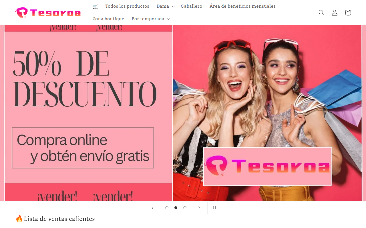 Screenshot van tesoroa.com