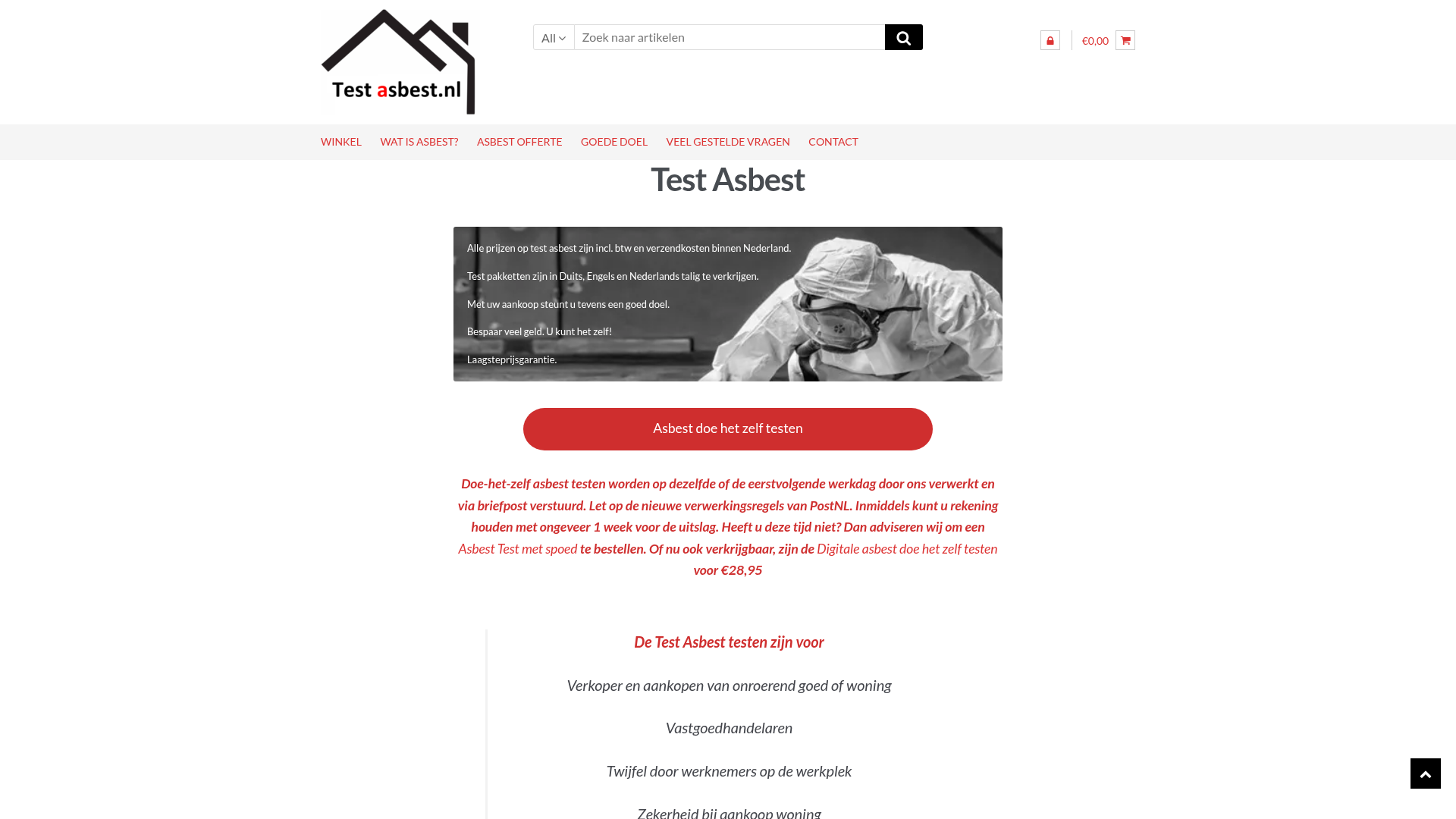Screenshot van testasbest.nl